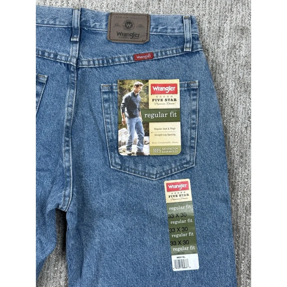 Wrangler Five Star Premium Denim Men's 33x30 Regular Fit Jeans Blue 96501SL NWT